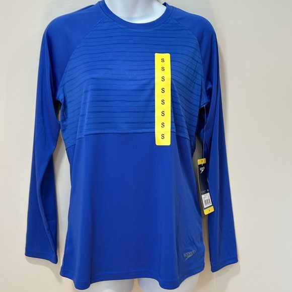 NWT Speedo Womens Performance Swim Tee Blue Size Small Ladies Summer Beach - Picture 4 of 6